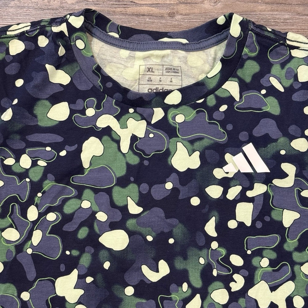 Adidas Boys XL 18/20 Camo T-Shirt Blue Green Allover Print Cotton NWOT - Picture 6 of 8